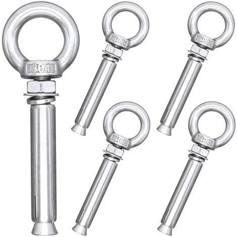 MINKUROW Bulloni Ad Espansione M8 X 80mm Bullone A Occhiello In Acciaio Inossidabile 304 Viti Ad Occhiello Per Ancoraggio Ad Espansione In Calcestruzzo Tasselli Bulloni Confezione Da 5