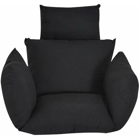 MINKUROW Cuscino per Sedia Sospesa - Cuscino per Sedia Sospesa in Polyrattan - Cuscino per Sedile da Altalena - Design Poggiatesta Indipendente - Altezza Regolabile Su e Giù - Nero