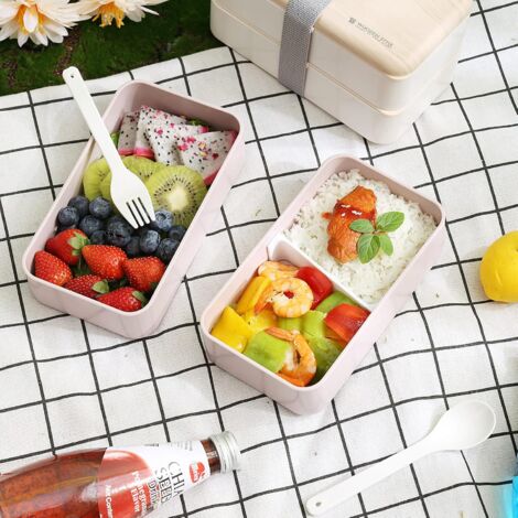 MINKUROW Lunch Box, Lunch Box Con Posate A 2 Strati, Bento Giapponese Per  Bambini O Adulti,
