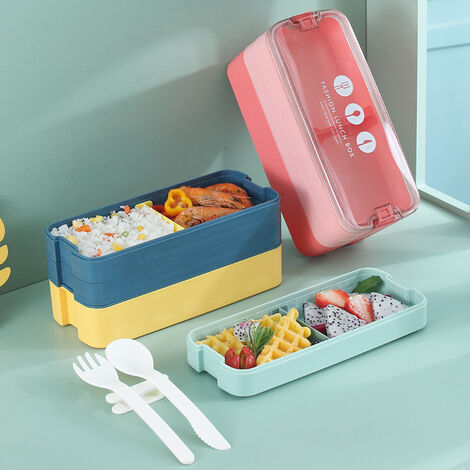 Revivoer Scatole Bento con Tre Strati e Separato Lunchbox Ermetico Contenitore  Pranzo Ufficio per Adulti e Bambini - Bento Box con Portavivande Termico  per Alimenti Caldi - BPA Free (Blau) : 