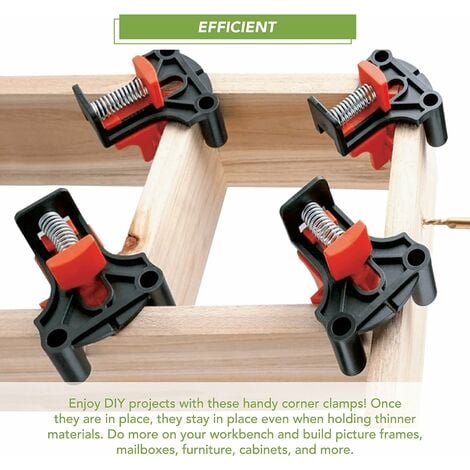 MINKUROW Set di 4 Morsetti angolari per la lavorazione del legno - 4  Morsetti ad angolo retto per regolare 60, 90 e 120 gradi - Kit di morsetti  angolari per foratura, costruzione di armadi e telai