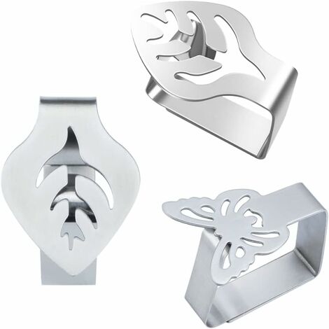 Set da 24 Clip Fermatovaglia Regolabile, Morsetti per Tavoli Spessi,  Acciaio, fino a 5,4 cm spessore, argento