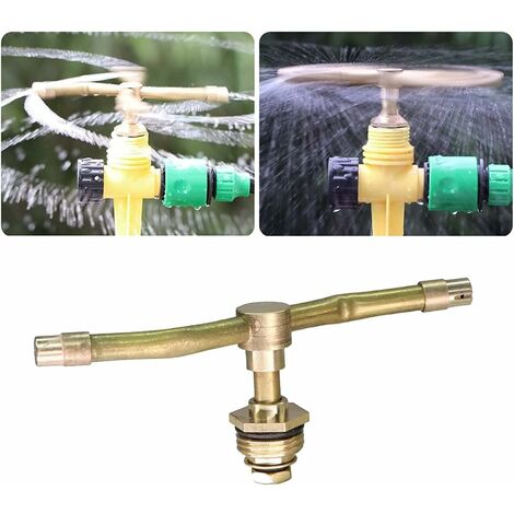 Spruzzatore rotante automatico a 2 bracci, sistema di irrigazione rotante a 360 gradi, ampia area di copertura, irrigazione del prato da giardino, ugello rotante in ottone (4 bracci) (1/5)