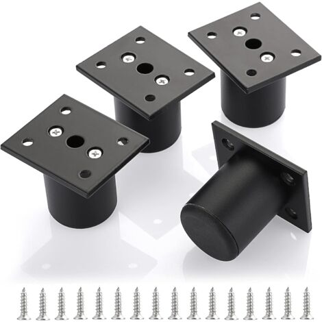gambe regolabili per mobili, gambe del letto, gambe per mobili, in lega di alluminio, per base letto, armadio, tavolo (nero, altezza 60 mm) (1/5)
