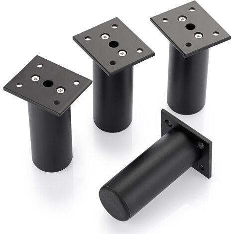 gambe regolabili per mobili, gambe del letto, gambe per mobili, in lega di alluminio, per base letto, armadio, tavolo (nero, altezza 100 mm) (1/5)