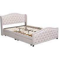 Letto Imbottito 140 x 200 cm - Letto con Rete a Doghe, 2 Cassetti e Testiera con Rivetti a Punto di Scatto - Legno & Finta Pelle - Bianco - Letto per Ragazzi Letto Ospitante