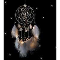 MINKUROW Acchiappasogni Con Luce Led, Acchiappasogni Fatto A Mano Con Piume, Decorazione Romantica Per La Stanza Della Ragazza, Per Decorazioni Da Parete Ornamenti Artigianali (Grigio)