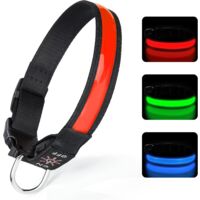 Collare per cani con illuminazione ricaricabile tramite USB, collare per cani a LED regolabile con 3 modalità di illuminazione per cani di taglia piccola, media e grande che camminano in sicurezza di
