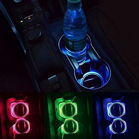 2er-Pack Solar-LED-Auto-Getränkehalter Matte Pad Getränkeflaschen  Auslaufsicherer Untersetzer Integrierter Licht- und Vibrationssensor Auto