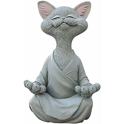 Katzenfigur, glückliche Katze, Yoga-Meditation, Zen-Katze, entspannte Pose,  Skulptur für Zuhause, Außenbereich, Rasendekoration, Geschenke für  Katzenliebhaber (Asche) – DKSFJKL