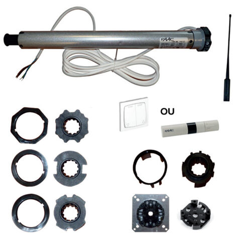 Faac – Kit motorisation volet roulant 15Nm – Moteur tubulaire 230V – Système de commande radio – Adaptateurs inclus pour installation facile - 28RADIO