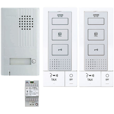 Aiphone – Kit parlophone mains libres 2 fils – 2 combinés – Platine de rue aluminium – Installation murale – DB2INT