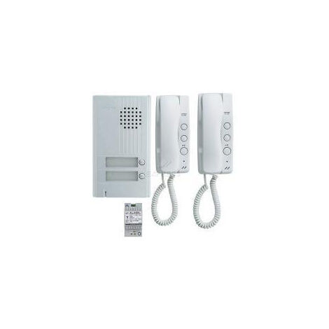 Kit audio Aiphone – Platine alu saillie 2 boutons – 2 combinés – Transformateur – KITDA2 – Installation simple 2 fils