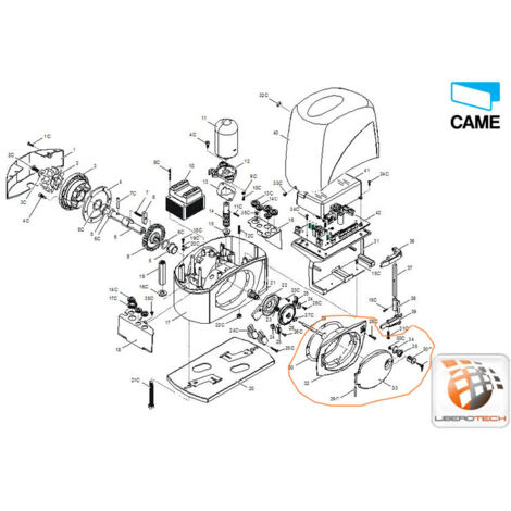 Came – Couvercle de protection pour moteur à engrenages BX-243 – Sécurise le déverrouillage – Installation rapide – 119RIBX043
