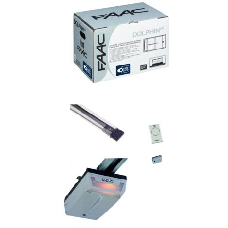 Faac – Kit de motorisation de garage DOLPHIN D1000 24V – Force de traction 1000N – Compatible portes jusqu'à 5m x 3,80m – Rail à courroie inclus