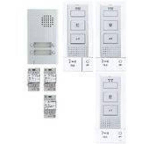 Kit audio platine alu saillie 4bp 3 postes maîtres mains-libres 3 transfo KITDB3 AIPHONE 118716 (1/3)