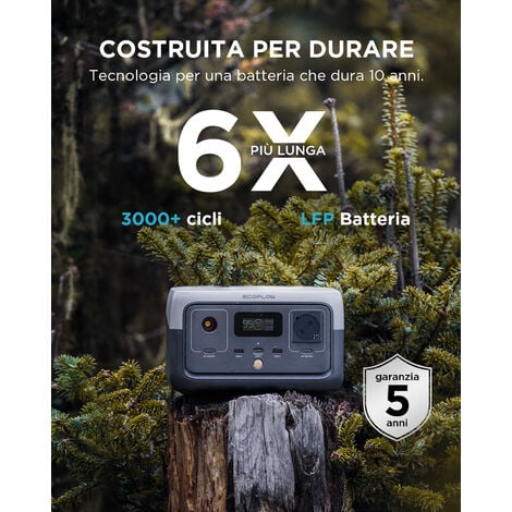 ECOFLOW Centrale Elettrica Portatile RIVER 2, batteria LiFeP04 da 256  Wh/ricarica rapida in 1 ora, uscita fino a 600 W, generatore solare  (pannello non incluso) per campeggio/camper : : Giardino e  giardinaggio