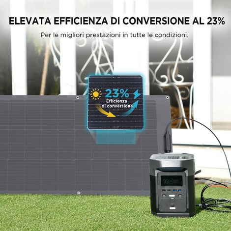 Pannello solare flessibile EcoFlow da 100 W con impermeabilità IP68 e  moduli solari ad alta efficienza per tetti, camper e altro ancora