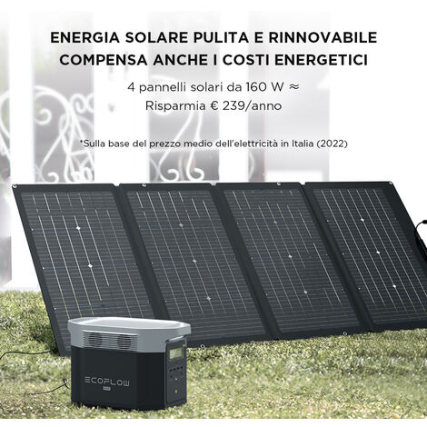 Generatore Solare ECOFLOW DELTA MAX , Centrale Elettrica Portatile 1600Wh  con 400W Pannello Solare su Balcone, Ricarica