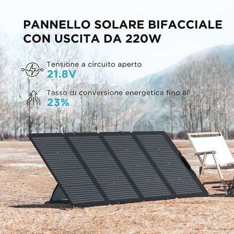 ECOFLOW Delta Max Generatore solare da 1612Wh con 2x220W pannello solare, 4  uscite AC da 2000W (