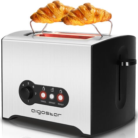 Grille Pain - 2 Fentes, Grille-pain automatique 750 W, Toaster 2 Larges  Fentes, 7 Niveaux de brunissage, Décongélation, Réchauffe, Arrêt  Automatique : : Cuisine et Maison