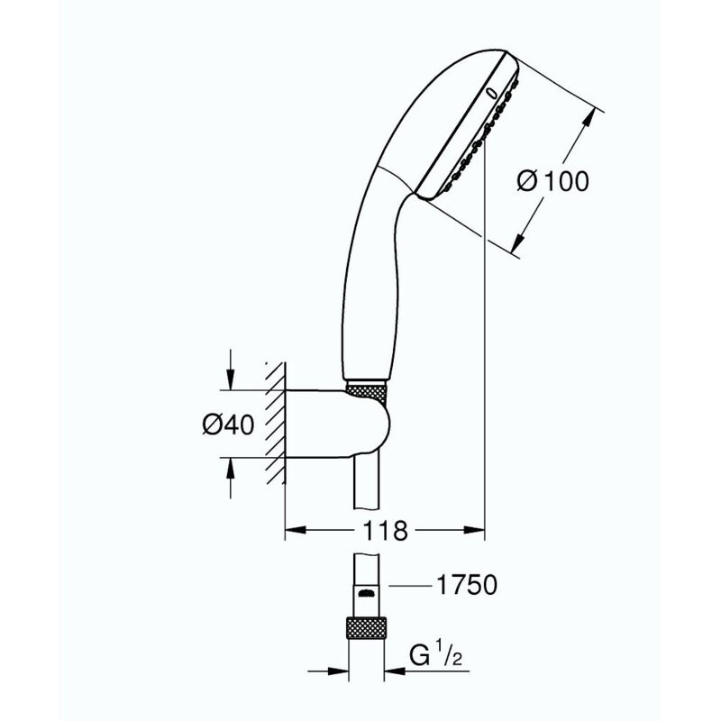 Alcachofa de la ducha GROHE Quickfix Vitalio Start 100 con flexo de doucha  y soporte +