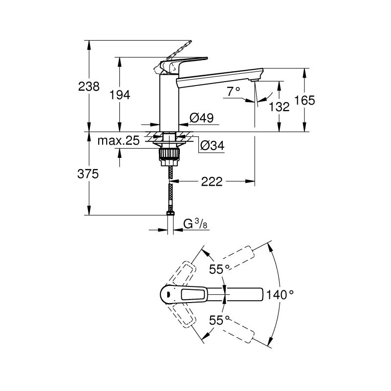 Grifo monomando caño medio de fregadero BauLoop Grohe 31706000 - Comprar