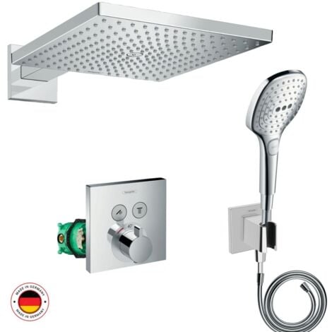HANSGROHE Mezclador termostático de ducha empotrado + ducha fija Raidance E  300 + accesorios
