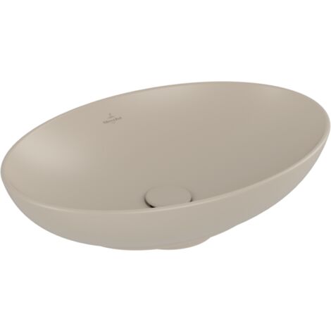 Lavabo sobre encimera ovalado VILLEROY ET BOCH Loop and Friends sin moler 56 x 38 Almendra CeramicPlus sin rebosadero (1/4)