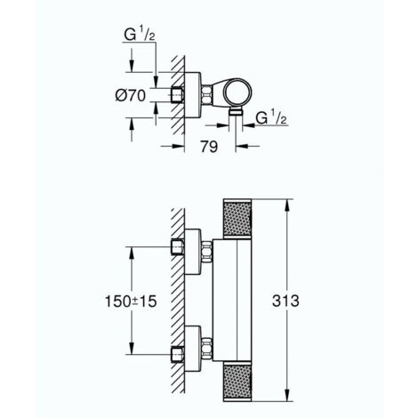 Mezclador termostático de ducha GROHE Quickfix Precision Get GROHE QuickFix  Precision Feel + microfibra