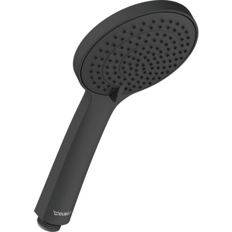 Teleducha Duravit universal, con 3 tipos de chorro (Lluvia, Lluvia intensa, Lluvia suave), fácil limpieza (Ø 110 mm), negro mate