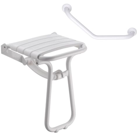 PMR PELLET Asiento de ducha escamoteable confort Essential + Barra de apoyo PMR PELLET Essential confort angulada 135° (1/5)