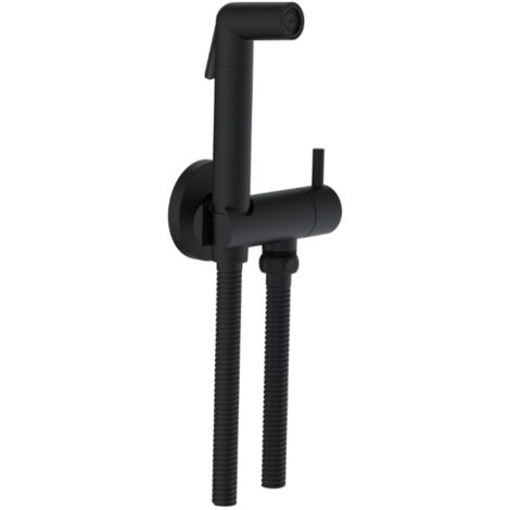 PAINI Cox teleducha WC redonda Negro Mate + soporte + flexible (1/4)