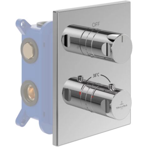 Fachada termostática de 2 vías VILLEROY ET BOCH Universal Grifería rectángulo Cromo + cuerpo empotrado (1/5)