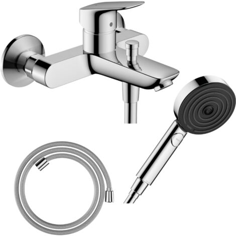 Pack mezclador mecánico baño ducha HANSGROHE Logis + Flexible Designflex + Pulsify Select EcoSmart 105 rociador 3 chorros cromado (1/3)
