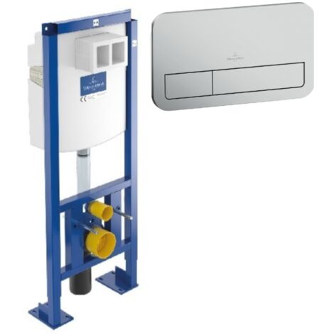 Bastidor de soporte para inodoro independiente Viconnect de VILLEROY ET BOCH con placa cromada mate