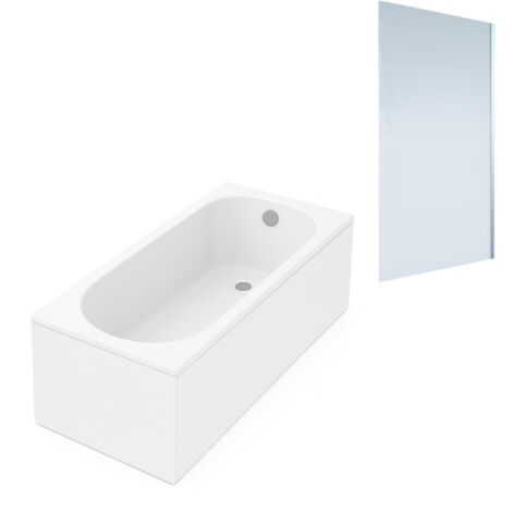 Bañera recta VILLEROY & BOCH Oberon quaryl 160 x 75 cm + Mampara derecha AURYS Mist 1 cromada