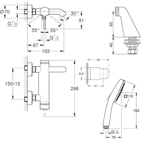 Teleducha De Cocina Grohe Essence 2 Jets 46926000, Cromo, Con Sistema De Reemplazo Fácil QuickFix