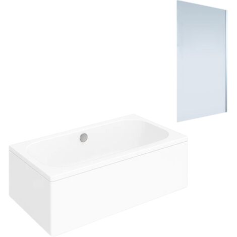 Bañera recta VILLEROY & BOCH Oberon quaryl 190 x 90 cm + Mampara derecha AURYS Mist 1 cromada