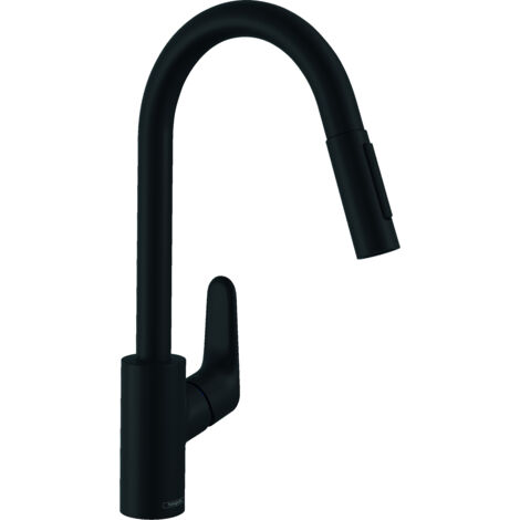 Hansgrohe Focus M41 - Grifo de fregadero con ducha extraíble, negro mate 31815670