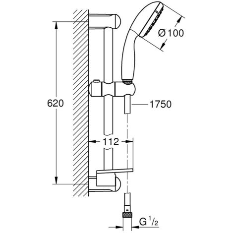 Grifo de ducha Grohe Grohtherm 800 con barra Tempesta II