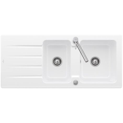 Fregadero 116 x 51 cm VILLEROY & BOCH Architectura 80 Blanco desagüe automático incluido