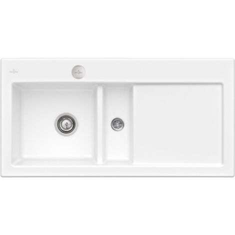 Fregadero de 1 seno y medio con escurridor a la derecha VILLEROY ET BOCH Subway Pure 60 100 x 51 cm Blanco desagüe automático incluido