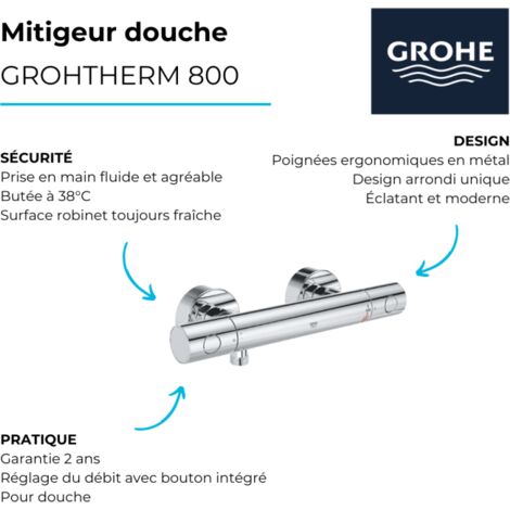 Grohe Mezclador termostático Grohtherm 800 cromado con filtros
