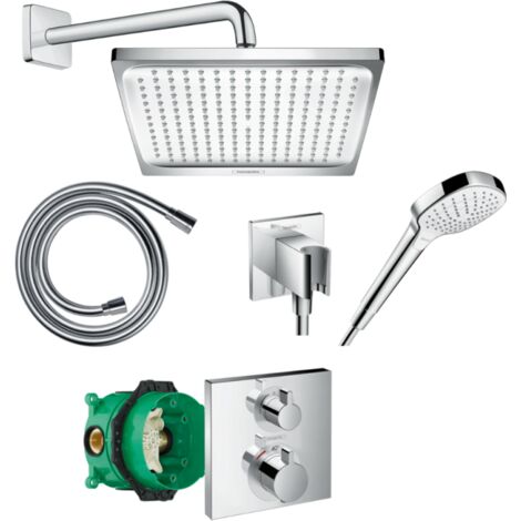 Conjunto de ducha empotrado termostático HANSGROHE Ecostat Square cromado