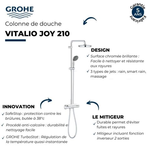 Columna de ducha GROHE Vitalio Start System 250 con desviador negro +  microfibra