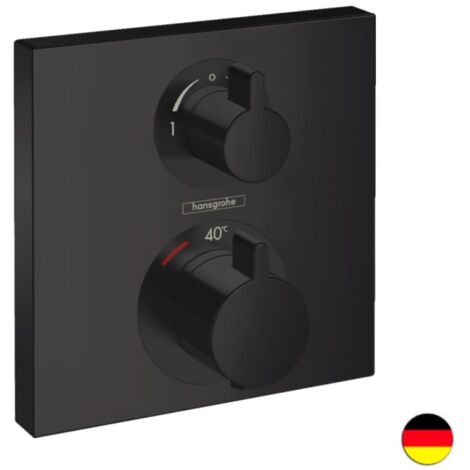 HANSGROHE Frontal para mezclador termostático de empotrar Ecostat Square con válvula de cierre y desviador negro mate (1/5)