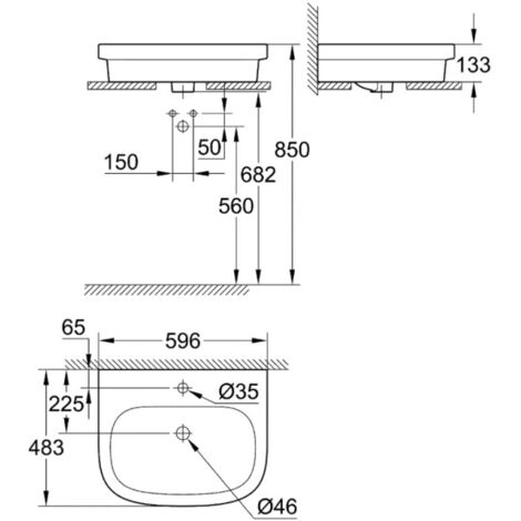 GROHE Lavabo sobre encimera 60 cm con PureGuard Euro Ceramic