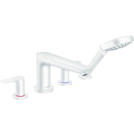 HANSGROHE Talis E grifo monomando para bañera y ducha con 4 orificios blanco mate