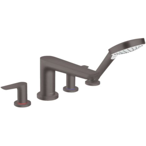 Hansgrohe Talis E - Grifo de bañera para borde de bañera, instalación de 4 orificios, cromo negro cepillado 71748340